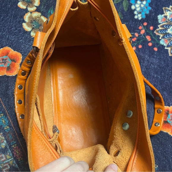 Hammitt Vibrant Orange large Leather Tote with Studs - Picture 7 of 11